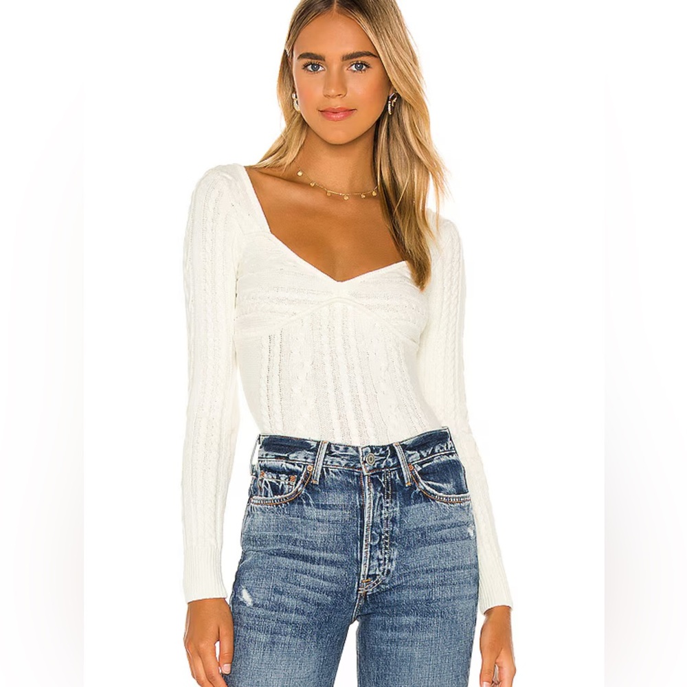MAJORELLE White Ribbed Long Sleeve Bodysuit